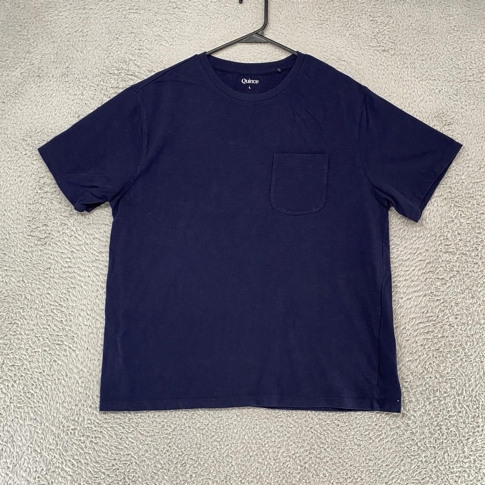Quince Shirt Mens Large Navy Blue‎ 100% Organic Cotton Pocket Tee Basic